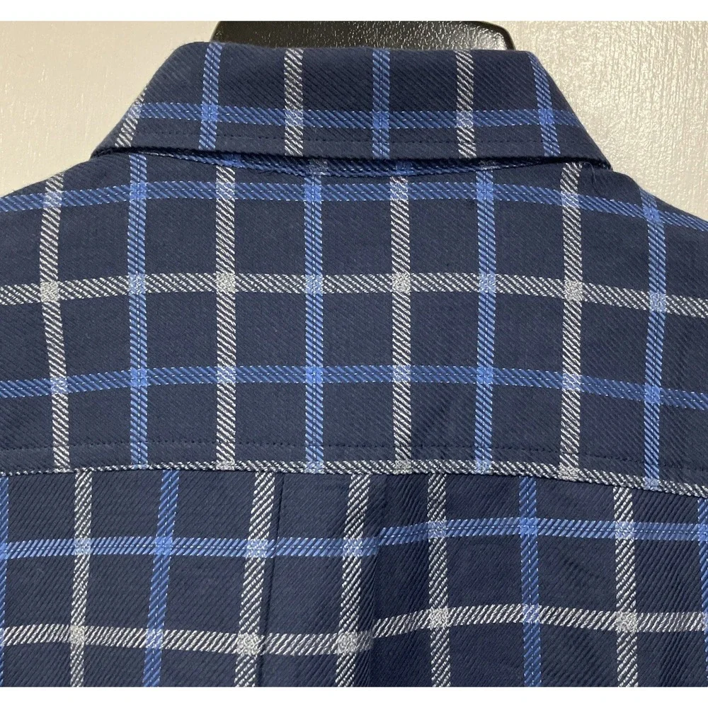 johnnie-O Fayette Button‎ Up Shirt Wake Checked Cotton Blue Medium NWT $168